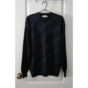 PRONTO UOMO Men's Knit Sweater Pullover Crew Neck Long Sleeve Black Blue Size XL